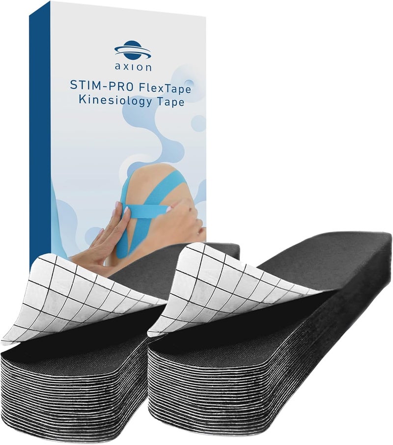 Axion 50 Precut Kinesiology Tapes Strips | Black Pre-Cut Sport Tape Strips 10x2in | Waterproof • Skin-Friendly • Elastic | Kinesiotape | Ideal for Sports - Image 1